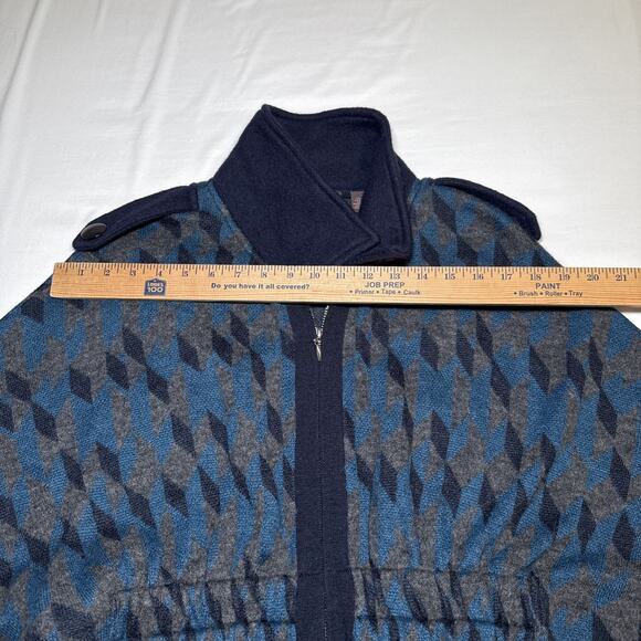 Heather B Poncho Womens Lg Wool Blend Blue Gray Full Zip Knit Sweater Cape EUC - Picture 4 of 16